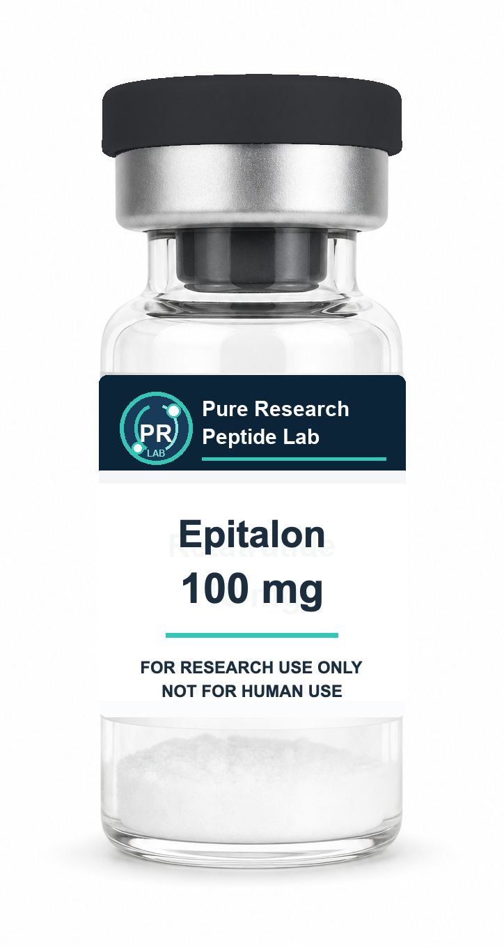 Epitalon 100 mg Pure Research Peptide Lab vial with white powder