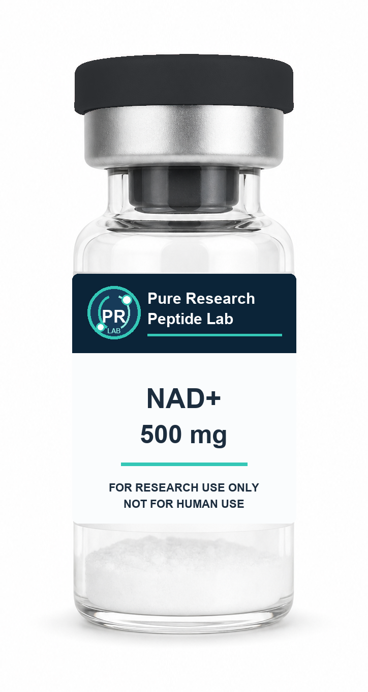 NAD+ 500 mg Pure Research Peptide Lab vial with white powder