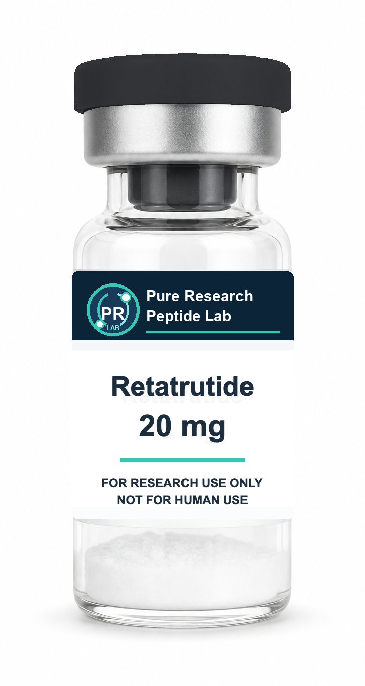 Retatrutide 20 mg Pure Research Peptide Lab vial with white powder