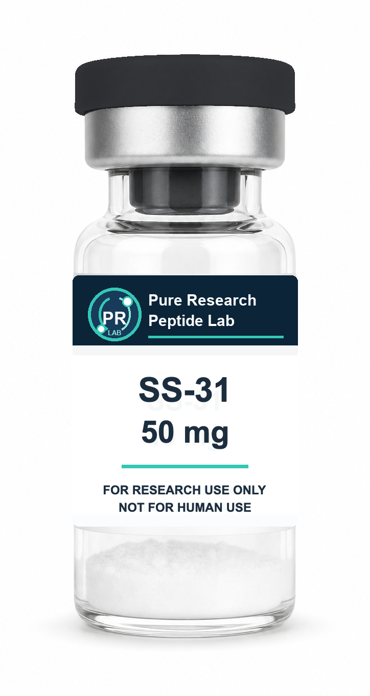 SS-31 50 mg Pure Research Peptide Lab vial with white powder