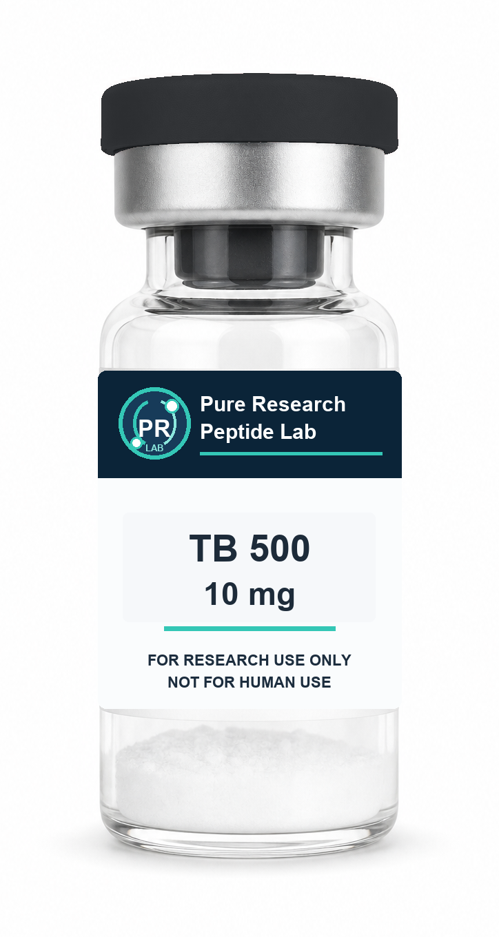 TB 500 10 mg Pure Research Peptide Lab vial with white powder